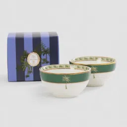 Pure Home and Living Beige & Green Verde Print Bowls - Set of 2 image 3