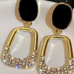 AKISON JEWELS Women Gold-toned Black Studs Earrings-picture-24