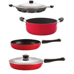 Nirlon Non-Stick Red Aluminium Cookware Set of 4 Pieces image 1