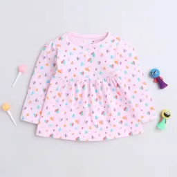 Bumzee Kids Pink Printed Full Sleeves Frock-image-51