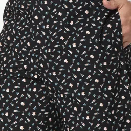 underjeans by spykar Underjeans Black Cotton Regular Fit Printed Pyjamas image 4