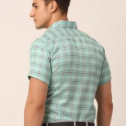 Jainish Green Cotton Regular Fit Checks Shirt image 2
