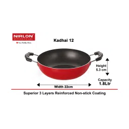 Nirlon Non-Stick Red Aluminium Kitchen Utensils Cookware Set of 4 Pieces image 3