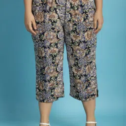 theRebelinme Navy Floral Print High Rise Capris image 1