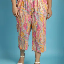 theRebelinme Pink Printed High Rise Capris image 1