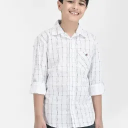 Crimsoune Club Kids White Checks Full Sleeves Shirt-picture-39