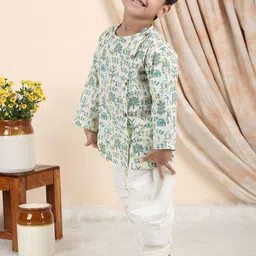 Polka Tots Boys Ethnic Motifs Printed Angrakha Pure Cotton Kurta with Dhoti Pants image 4