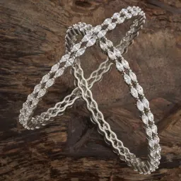 Kushal's Fashion Jewellery White Rhodium Polished Zircon Bangle for Women image 1