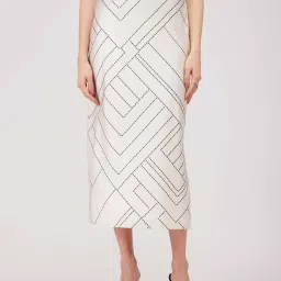 Fablestreet White Printed A-Line Skirt image 1