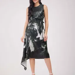 Fablestreet Black Printed Assymetric Dress image 1