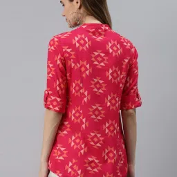 Divena Pink Cotton Printed Tops image 2