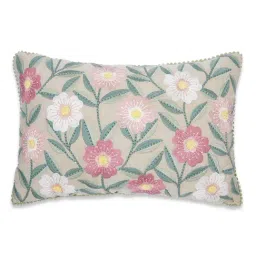 Haus & Kinder Bloomscape Embroidery Pink Cotton Decorative Cushion Cover-picture-32