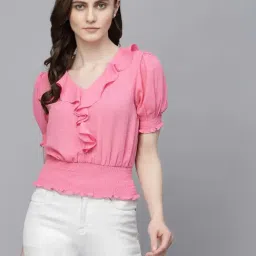 Gipsy Pink Georgette Regular Fit Top-picture-38