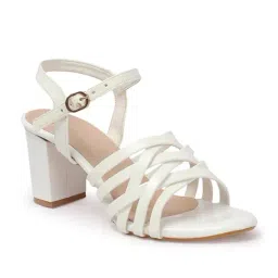 Carlton London Women's White Ankle Strap Sandals image 2