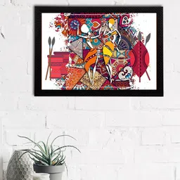 eCraftIndia Multicoloured Tribal Theme Satin Matt Textured UV Wall Painting image 1