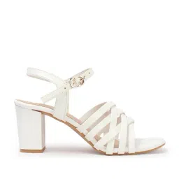 Carlton London Women's White Ankle Strap Sandals image 3