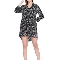 Hypernation Black Printed Night Shirts image 4