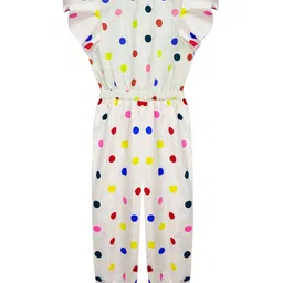 a.t.u.n. A T U N Girls Off White & Yellow Printed Basic Pure Cotton Jumpsuit image 2