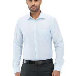 Park Avenue Blue Slim Fit Self Pattern Shirt-image-30
