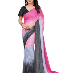 Moda Rapido Striped Zari Saree With Unstitched Blouse Piece-picture-36