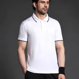 Dida White Polyster Regular Fit Solid Polo T-Shirt-picture-24