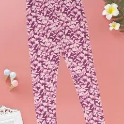 Pantaloons Junior Girls Argyle Purple Printed Leggings-picture-33