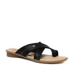 Bata Women's Black Toe Ring Sandals image 1