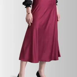 FableStreet Maroon Regular Fit Skirt image 3