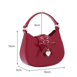 MIRAGGIO Hope Red Top Handle Sling Bag With Adjustable & Detachable Strap image 2
