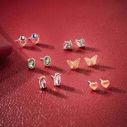 Accessorize Set of 6 Crystals Studded Contemporary Studs-picture-22