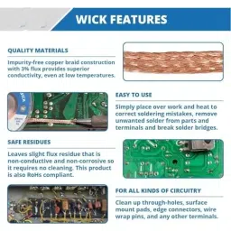 SCHOFIC Desoldering Braid / Solder Remover Wick Premium Grade Copper 3 mm Width 1.5 m Length (Pack of 50) image 2