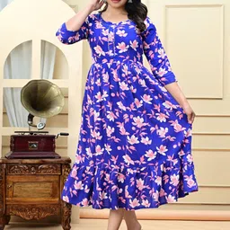 Vorcia Febtex Floral Printed Midi Ethnic Dress-picture-20