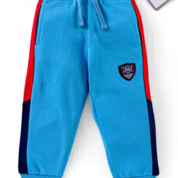 Babyhug Cotton Knit Full Length  Colour Block Lounge Pant - Blue & Red-picture-17