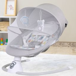 R for Rabbit Cocoon The Smart Electric Auto Swing Adjustable Rocking Chair with Music Hanging Toys Mosquito Net Bouncer Seat - Grey-picture-34