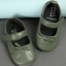 MINI KLUB Bow Applique Detailed Velcro Closure Mary Jane Ballerinas - Olive Green-picture-19