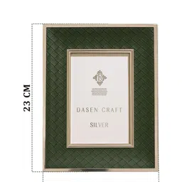 AARVI DECOR STUDIO Green & Silver-Toned 1 Pieces Metal Table Photo Frames image 3