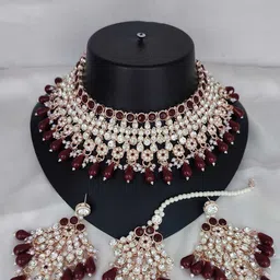 Gyaan Jewels Set Of 2 Gold-Plated Stones-Studded & Beaded Jewellery Sets-picture-32