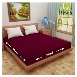 DREAM CARE Cotton Feel Terry   Ultra Soft Waterproof Mattress Protector - Maroon image 2