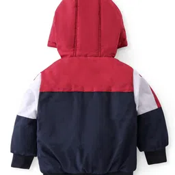 Babyhug Full Sleeves Cut & Sew Hooded Padded Jacket - Multicolour image 2