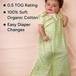 Nintara Baby Lightweight, 100% Organic Cotton 0.5 TOG Large Sleep Sack Pack of 1 - Soft Sage image 2