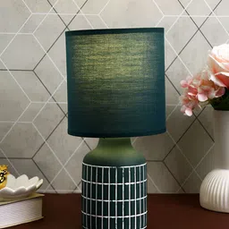 TAYHAA Teal Contemporary Ceramic Cylindrical Shaped Table Lamp-picture-22