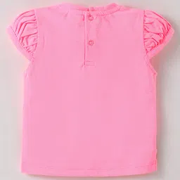ToffyHouse Cotton Knit Frill Sleeves Top & Shorts Set with Tropical Theme Print - Dark Pink image 3