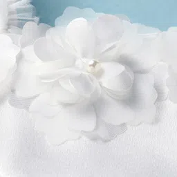 Mark & Mia Woven Sleeveless Party Frock Style Onesie With Floral Applique - Cream image 3