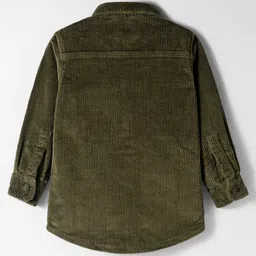 RUFF Corduroy Woven Full Sleeves Solid Colour Shirt - Olive Green image 3