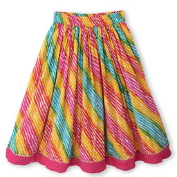 Exclusive from Jaipur Cotton Woven Half Sleeves Leheriya Printed Choli Lehenga Set with Dupatta - Dark Pink image 4