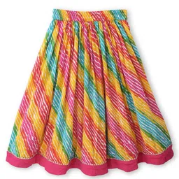 Exclusive from Jaipur Cotton Woven Half Sleeves Leheriya Printed Choli Lehenga Set with Dupatta - Dark Pink image 5