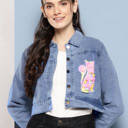 Aarika Washed Cropped Denim Jacket with Patchwork-picture-14