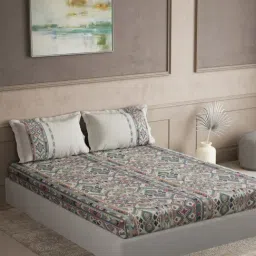 DDECOR Live beautiful Blue Cotton Ethnic 180 TC Double Flat Bedsheet with 2 Pillow Covers-picture-21