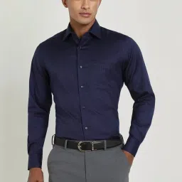 Allen Solly Navy Cotton Regular Fit Striped Shirt image 1