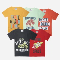 Vimal Jonney Boys Multicolor Printed T-Shirt (Pack Of 5) image 1